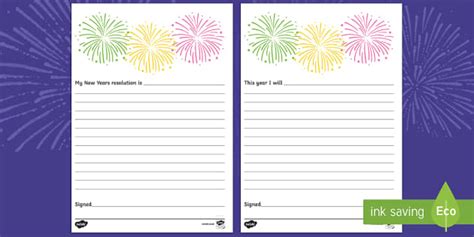 New Year's Resolution Pledge Writing Template (teacher made)