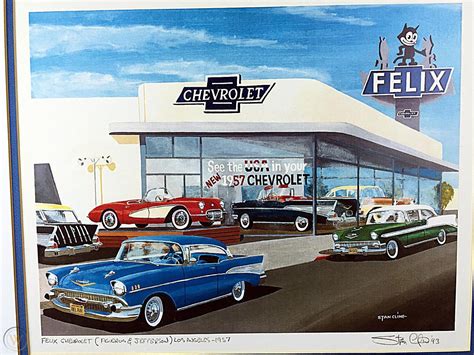 Stan Cline Signed Art Print Felix the Cat Chevrolet 1957 Auto ...