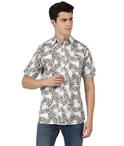 Buy UrbanMark Men 100% Cotton Half Sleeves Regular Fit Tropical Print ...