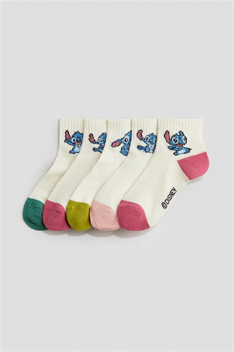 5-pack ankle socks - White/Lilo & Stitch - Kids | H&M IN