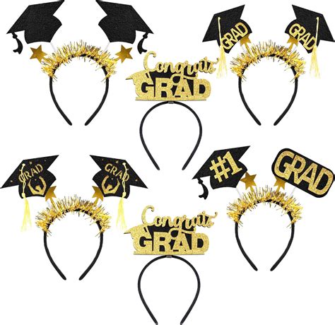 Amazon.com: KatchOn, Congrats Grad Graduation Cap Headband - Pack of 6 ...