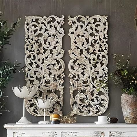 VAS Collection Home Floral MDF Wall Decoration Panel, Hanging Wood ...