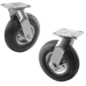2-Swivel RRQ 8" Pneumatic Caster Wheel with Zinc Top Plate 360 Degree ...