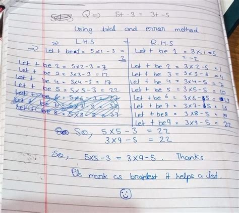 Solve the following equations and check your result2. 5t-3 = 3t-5 ...