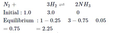 One mole of nitrogen is mixed with three moles of hydrogen in a four ...