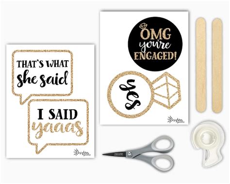 Buy Funny Engagement Printable Photo Booth Props - 12 Signs - Gold ...