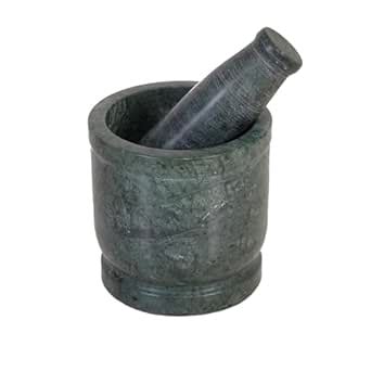 Buy eGharonda Green Marble Mortar and Pestle Set, Imam Dasta, Kharal ...