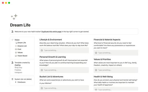 Dream Life | Notion Template