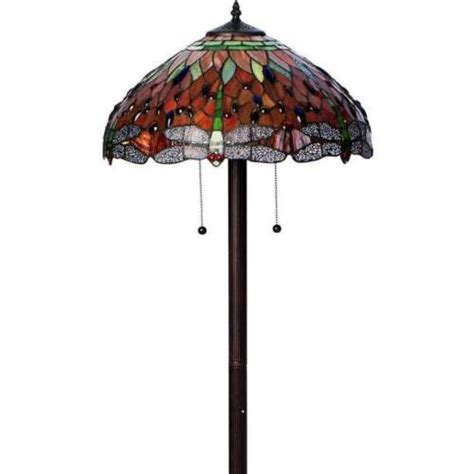 Buy Maroon Red Traditional Jeweled Dragonfly Floor Lamp Tiffany Style ...