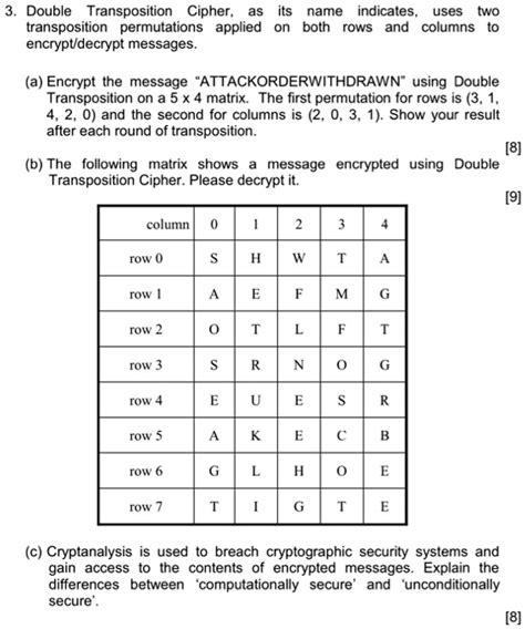 Image result for Encrypt a Message with a Key Using Double Transposition