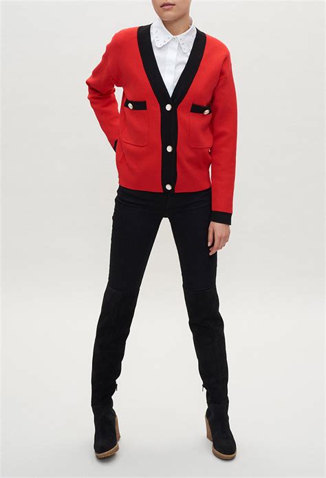 Red and black cardigan for women | Claudie Pierlot