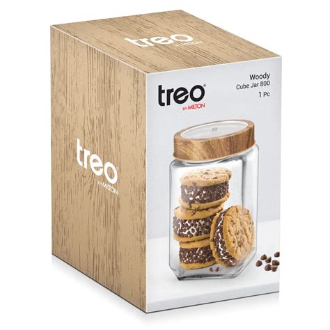 Buy Woody Cube Storage Glass Jar Online - Treo by Milton