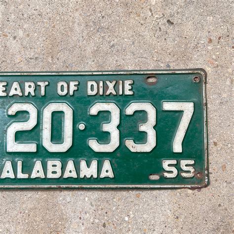 1955 Alabama License Plate Vintage Green Heart of Dixie 20337 – Eagle's ...