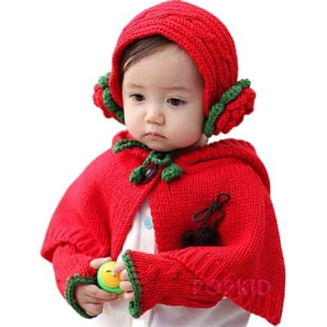 Classic Red Infant Cloak with Earmuffs and Gloves Online in India