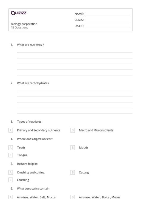 50+ Biology worksheets for 9th Class on Quizizz | Free & Printable