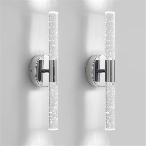 Wall Sconce Set of Two Modern LED Sconces Wall Lighting Chrome Wall ...