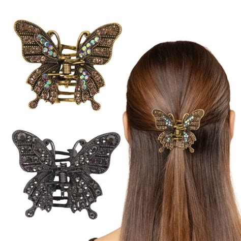 Radhu & Kabby Butterfly Metal Hair Claw Clip Pack | Antique Gold ...