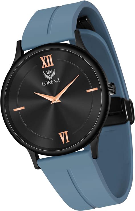 Buy LORENZ Silicone Slim Case Analog Watch With Blue Magnetic Lock ...