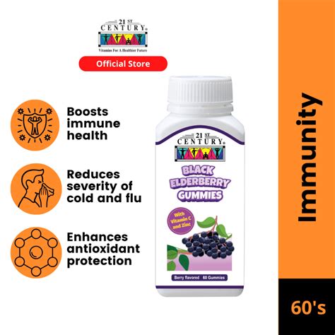 21st Century Black Elderberry Gummies - 60's | Shopee Malaysia