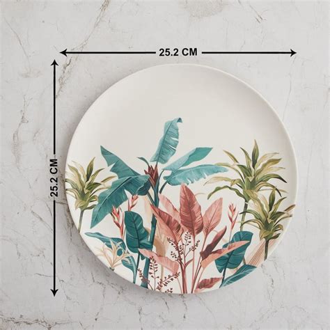 Buy Tropical Soire Multicolour Printed Bamboo Fibre Dinner Plate - 25 ...