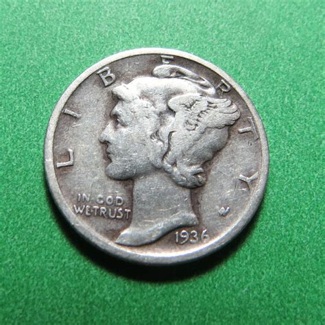 1936-D MERCURY DIME (AKA WINGED LIBERTY HEAD DIME) 90% SILVER ~ LOT ...