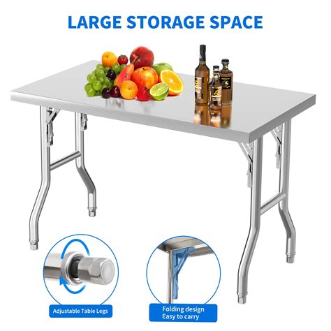 Dextrus 48" X 24" Stainless Steel Folding Table, Portable Prep Station ...