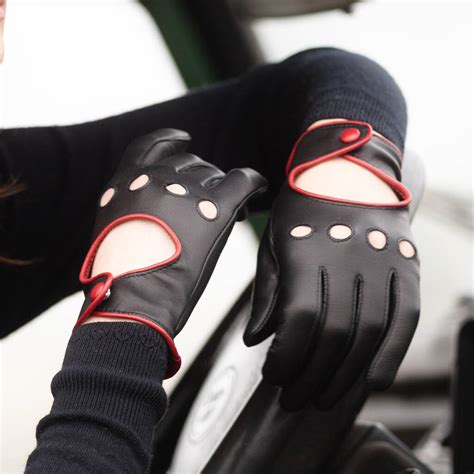 Womens black leather driving gloves online