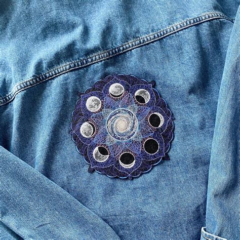Moon Phase Kaleidoscope Mandala Patch, Iron on Galactic Jacket Applique ...