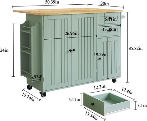 HLR Kitchen Island with Storage, Sage Green Rolling India | Ubuy