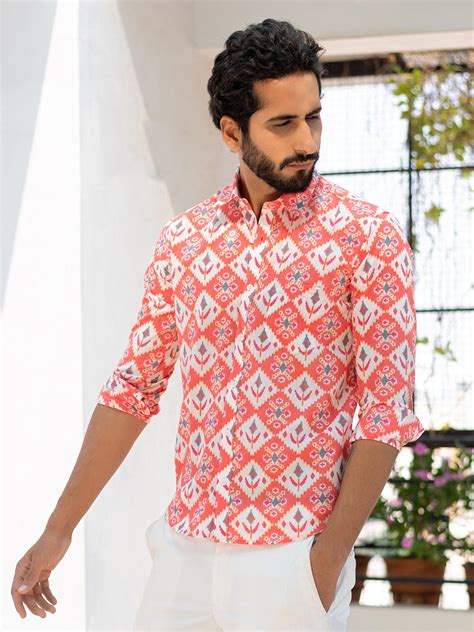 Buy Designer Pink Jaipuri Cotton Printed Shirts For Men | Tistabene