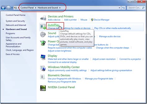 Image result for Control Panel Auto Play