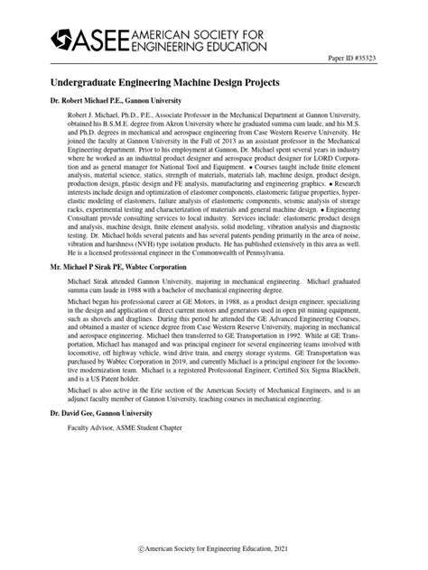 Undergraduate Engineering Machine Design Projects | PDF