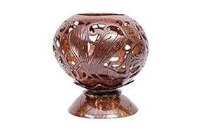 Buy Pioneer Arts Handcrafted Candle Holder Stand Wood Real Coconut ...