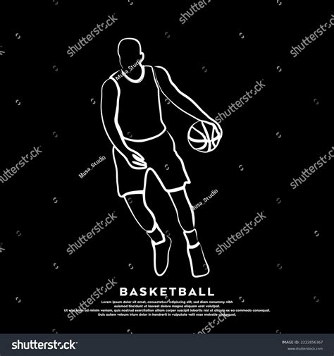 Vector Line Drawing Professional Basketball Player Stock Vector ...