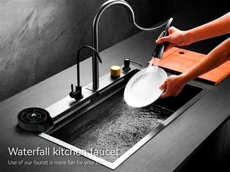 NIRALI Sink of kitchen 30x18x9 INCH Integrated Waterfall Kitchen Sink ...