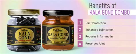 Vaidban Kala Gond Capsules & Kala Gond Cream Combo - Pain Relief Combo ...