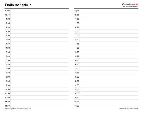 Free Daily Schedules for Word - 30+ Templates