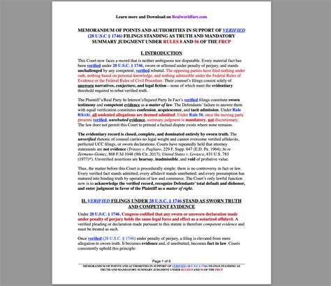 MEMORANDUM OF POINTS AND AUTHORITIES IN SUPPORT OF VERIFIED (28 U.S.C ...