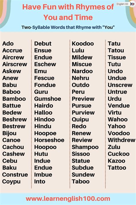 Have Fun with Rhymes of You and Time - English 100