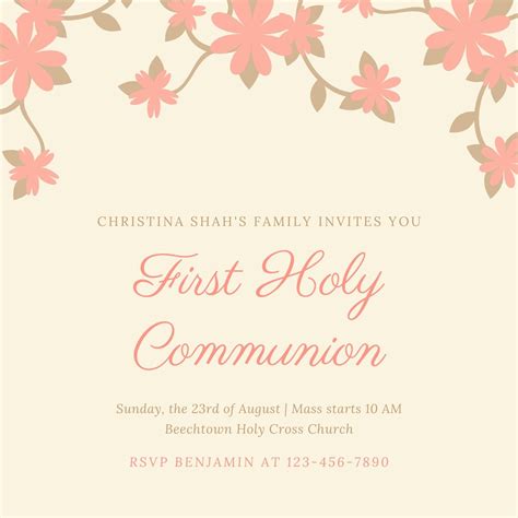 Free custom printable First Communion invitation templates | Canva