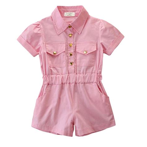 Hopscotch Girls 100% Cotton Half Sleeves Solid Jumpsuits In Pink Color ...