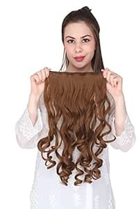 DELORUS 24 Inch Dark Blonde Wavy/Curly Synthetic With 5 Clips Hair ...