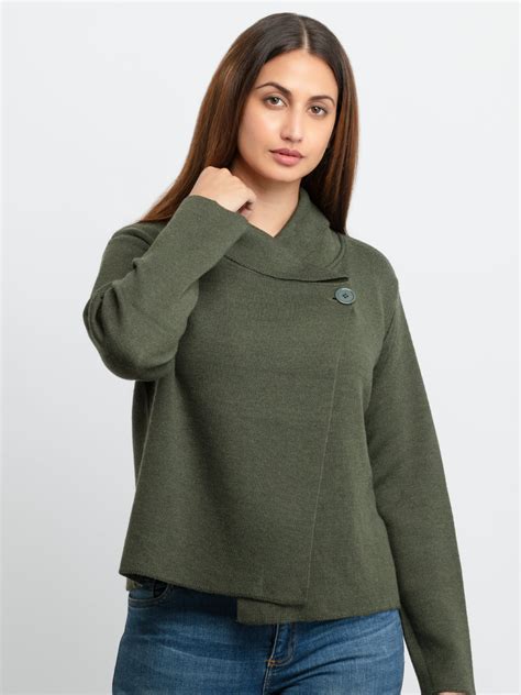 Buy Olive Cardigan Sweater for Women With Button | Status Quo