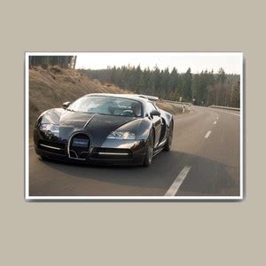 Bugatti Veyron Chrome Black Super Car Wall Hang Fine Art Print ...
