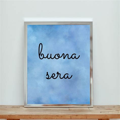 Buona Sera good Evening Italian Art Print 8x10, Blue Italian Bedroom ...