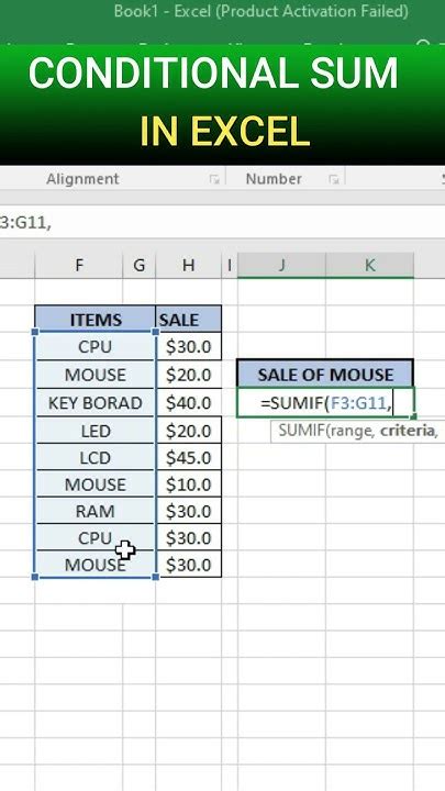 Excel Conditional Sum 的图像结果