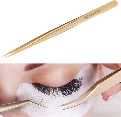 Amazon.com : SEEDEW Tweezer Eyelash Extensions 1 PCS Stainless Steel ...