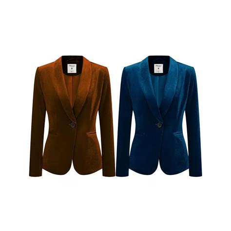 2 Packs Women's Work Shawl Collar Long Sleeve One Button Velvet Blazer