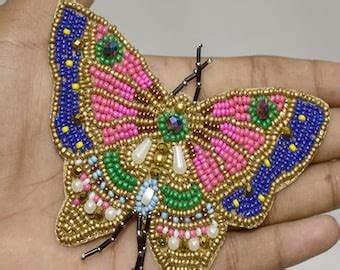 Buy 1 Pair Golden Handmade Patches Butterfly Indian Sewing Decorative ...