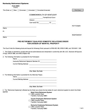 Qualified Domestic Relations Order Kentucky 6434 Form - Fill and Sign ...